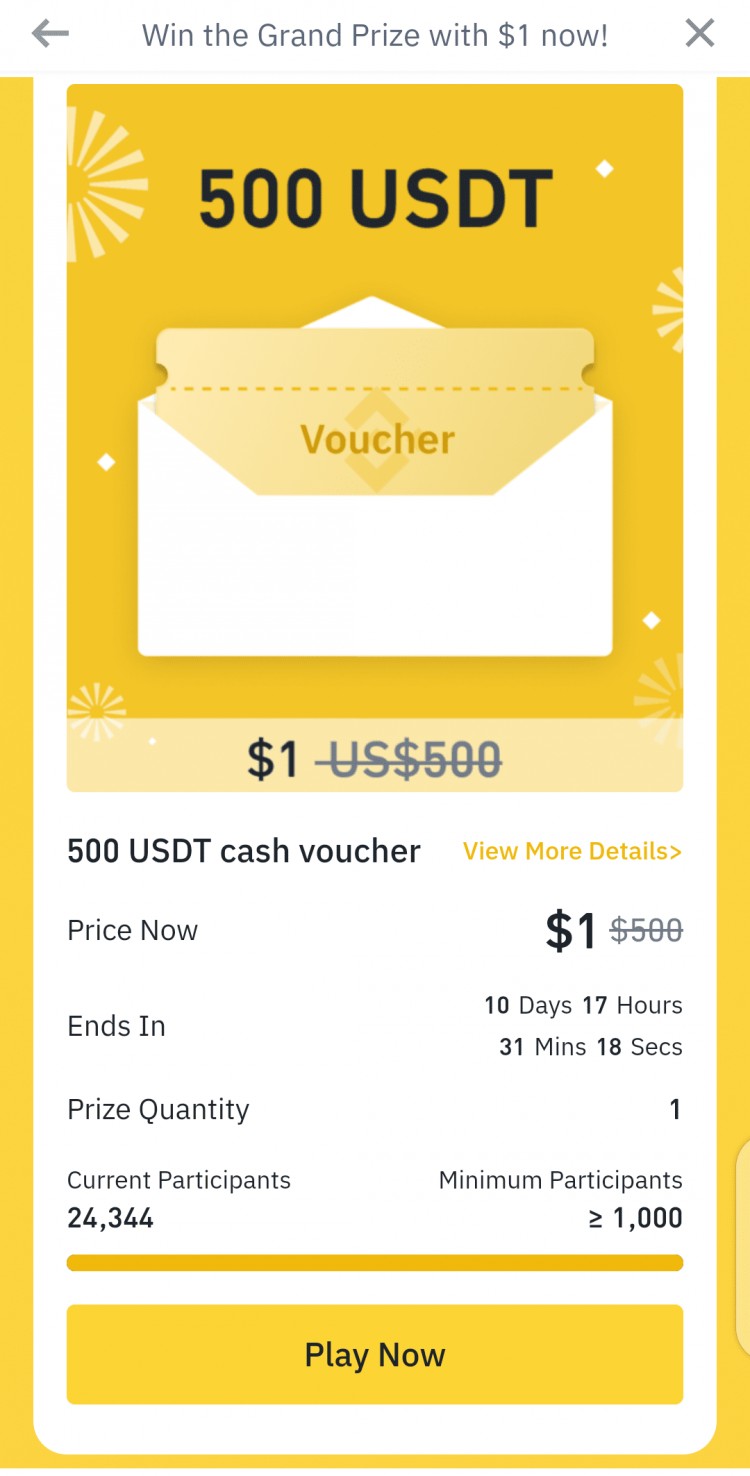 Participate in Binance's $1 Game and Win $500!