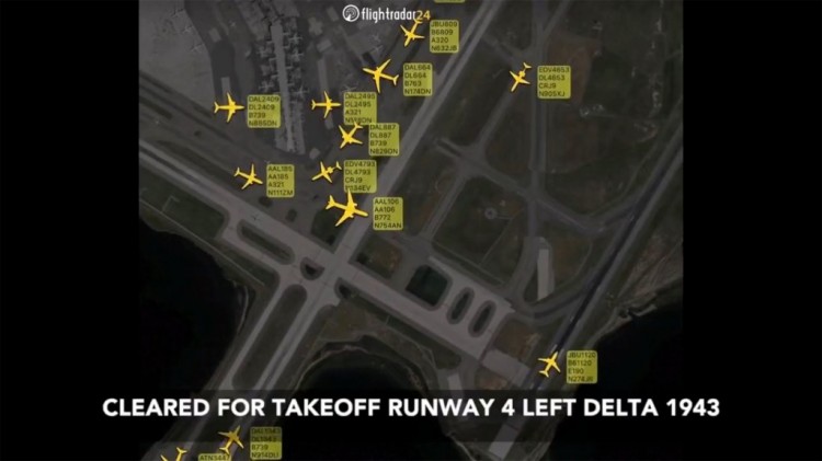 调查人员详细介绍了美国航空公司的飞机如何在险些错过的达美航空飞机前面穿过跑道